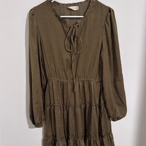 Altar'd State Olive Long Sleeve Dress